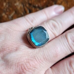 Square Labradorite 925 Sterling Silver Size 7 Ring
